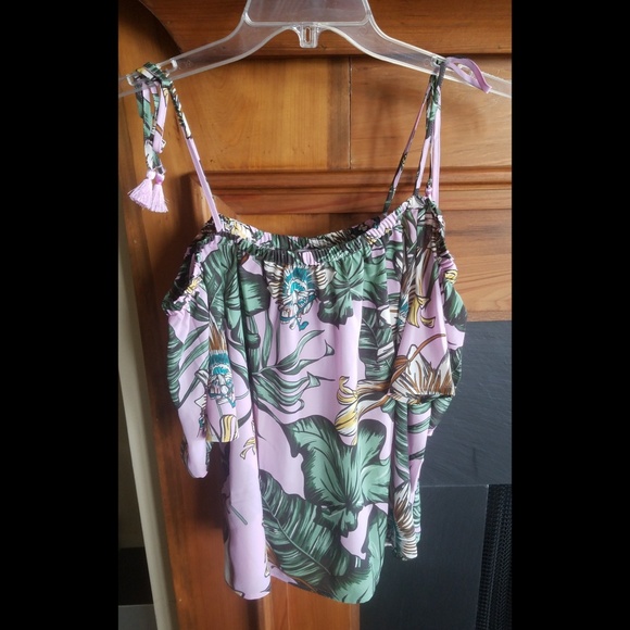 J Crew Factory printed tie cold-shoulder top 12 - Picture 7 of 7